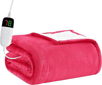 BOMOVA Heated Electric Blanket Twin - 62" x 84" Heating Blanket with 10 Heating Levels & 8 Hours Auto Off, Warm Flannel Blanket, Christmas Birthday Gifts for Women