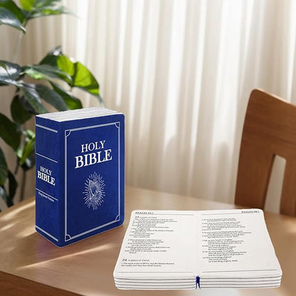 The Holy Bible Pillow Plush- Book Shape, Openable, Cozy Faith Bible Pillow Christian Bible Verse Pillow (Blue)