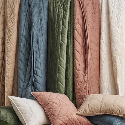 EVERGRACE 3 Pieces Luxurious Queen Velvet Quilts, Ultra Soft Lightweight Velvet Comforter Set, Matelasse Oversized Bedspread Coverlet for All Season with 2 Shams, Terracotta Clay, 92"x96"