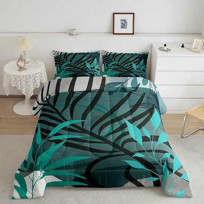 Erosebridal Aesthetic Minimalist Comforter Set Twin Blackish Green Grey Bedding Set, Modern Mid Century Bedding Comforter Sets Abstract Artwork Duvet, Quilted Comforter with 1 Pillowcase