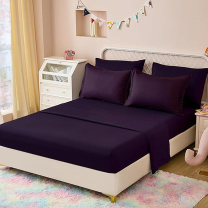 Dinjoy Girls Comforter Set Full Size Colorful Ombre Purple White Rainbow Bedding Set Bed in A Bag for Kid Teen Girls 7 Pieces (1 Comforter, 1 Flat Sheet, 1 Fitted Sheet, 2 Pillow Shams, 2 Pillowcases)
