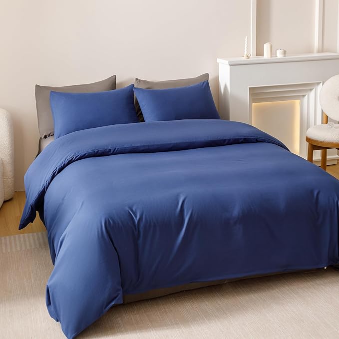 Pureant Royal Blue Comforter Sets California King Bright Blue Bedding Comforters Cal King Women Men Solid Color Quilts Soft Moden Dark Color Blankets Adults Teens Elegant Luxurious Bedding Breathable