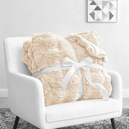 Waterproof Dog Blanket for Sofa Bed Couch, Couch Cover Blanket Fluffy Faux Rabbit Fur Reversible Furniture Protection, Pet Blanket for Medium Large Dogs Cats