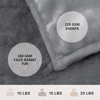 Homemate Heated Weighted Blanket for Adults - 50"x60" 12lbs Electric Throw Fast Heating Heavy Blanket 1/2/4/6/8 Hour Auto Off 10 Heat Levels Over-Heat Protection Comfortable Flannel Sherpa
