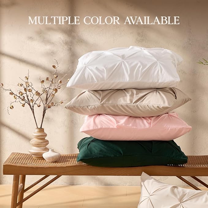Andency Beige Comforter Set Oversized Queen(98x98Inch), 3 Pieces Comforter for Girls Kids, Soft Microfiber Pinch Pleat Comforter Set, All Season Lightweight Bedding Set