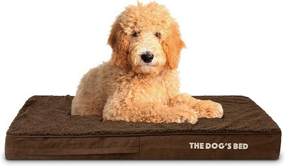 The Dog’s Bed Orthopedic Memory Foam Dog Bed Mattress, Plush Fabric, Brown Plush, L, 4-Inch