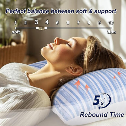 Cooling Pillow King Size Pillows Set of 4, Hotel Collection Bed Pillow for Sleeping King 4 Pack for Back, Stomach or Side Sleepers, Soft and Supportive Washable Pillows for Bedroom