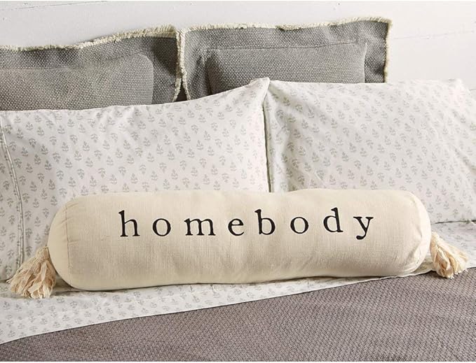 Mud Pie HOMEBODY Bolster Pillow, 8" x 33", White
