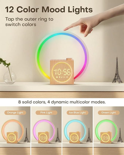 Sunrise Alarm Clock, White Noise Sound Machine for Bedrooms with 12 Color Ambient Nightlight, White Noise Machine with 30 Soothing Sounds, Gifts for Adults, Kids, Couples, Friends, Valentine