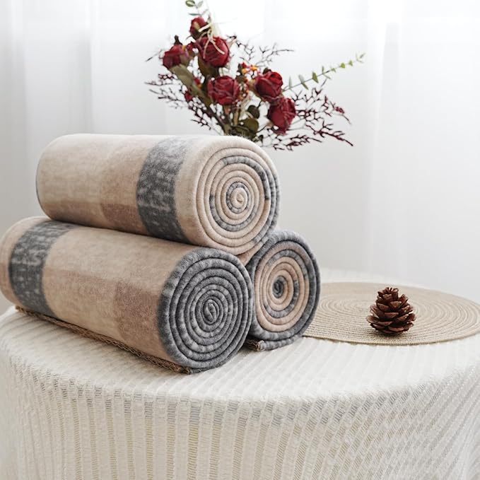 ZYFZCYBL Fleece Throw Blanket Blankets Bulk 6 Pack Soft Lightweight for Cozy Polar Fleece 50 x 60 Solid Pet-Friendly Colorful Bed Sofa Couch Fleece Fabric Travel Wedding Gift（Brown and Grey）