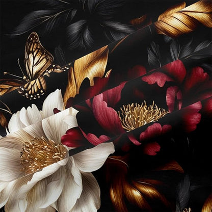 Black Floral Comforter Set Queen Size 3 Pieces Farmhouse Botanical Flower Bedding Set Modern Aesthetic Bedding Soft Lightweight Down Alternative Comforter Sets with 2 Pillowcases