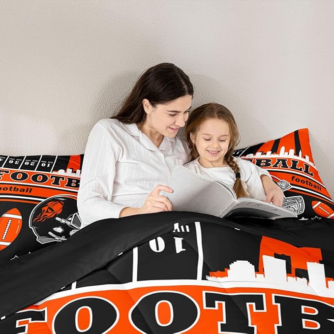 Feelyou Football Bedding Set Boys Girls King Size Women Men Rugby Sports Comforter Set Football City Duvet Quilt Bedroom Decor Breathable Soft Microfiber Lightweight