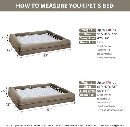 WNPETHOME XXXL Big Dog Bed, Washable Dog Couch with Removable Waterproof Cover, Orthopedic Large Pet Sofa Bed with Bolster Sides for Sleeping