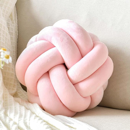 Uvvyui Knot Pillow Ball, Soft White Home Decor Knotted Pillows, Cute 11" Knot Pillow Round Velvet Plush Throw Pillow, Aesthetic Decorative Pillows for Bed, Floor, Couch, Bedroom