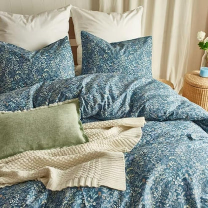 MKXI Comforter Full Size Blue Botanical Comforter Set Lightweight Floral Bedding for Girls All Sean Warm Soft Bed Comforter