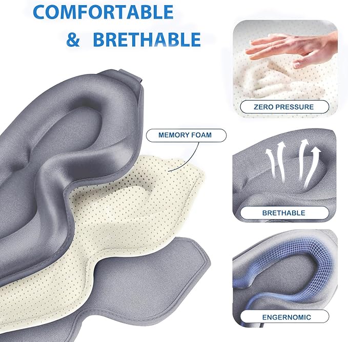 2 Pack Eye Mask for Sleeping - AUPHIL 3D Contoured Eye Mask with Eye Cup Blackout Sleeping Mask, Zero Pressure Eye Cover Sleep Mask for Women Men Side Sleeper 100% Light Blocking Blindfold
