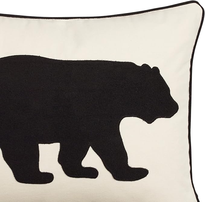 Eddie Bauer Home Throw Pillow with Zipper Closure, Perfect Luxurious Bedding Set for Bed or Sofa, 16" x 20", Bear Twill Black