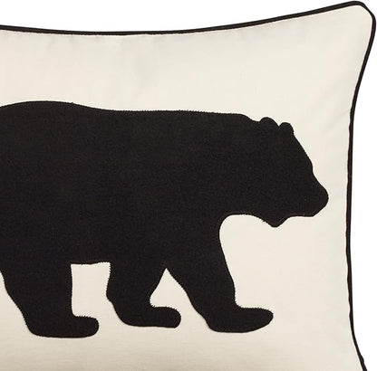 Eddie Bauer Home Throw Pillow with Zipper Closure, Perfect Luxurious Bedding Set for Bed or Sofa, 16" x 20", Bear Twill Black