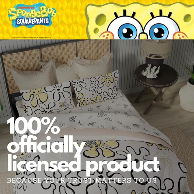 Collectibles Spongebob Squarepants Jellyfish Recycled Bedding 7 Piece Super Soft Reversible Comforter and Sheet Set, King, (100% Official Licensed Product) by Franco