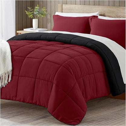 satisomnia California King Comforter Set, Red Bedding Comforters Cal King Size, 3 Pieces Down Alternative Bed Comforter Lightweight Soft Bed Set Breathable, Reversible All Season Bedding Sets