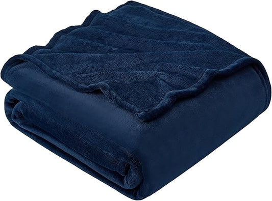 Hansleep Fleece Navy Blue Full Blanket, Super Soft Flannel Fuzzy Plush Cozy Blanket for All Seasons, Navy Blue, Full 84x90 Inches