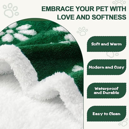 Waterproof Blanket for Dog Puppy Cat, Cute 3D Textured Flower Dog Blanket for Bed Couch Sofa, Soft Liquid Pee Proof Pet Furniture Protector, 30"x40", Green