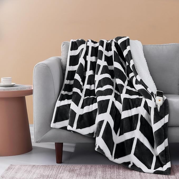 VENTIMI Electric Blanket Heated Throw, 62" x 84" Heated Blanket with 9 Heat Levels & 2 to 10 Hours Auto Off, Fast Heating Blankets with ETL & FCC Certification, Black