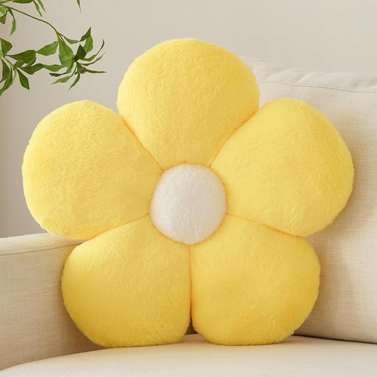 Zlgkjk Flower Pillows, Decorative Throw Pillow with Soft Plush for Couch Bed, Cute Daisy Pillow Cushion Home Decor Floral Throw Pillow (Yellow, 19.6 Inches)
