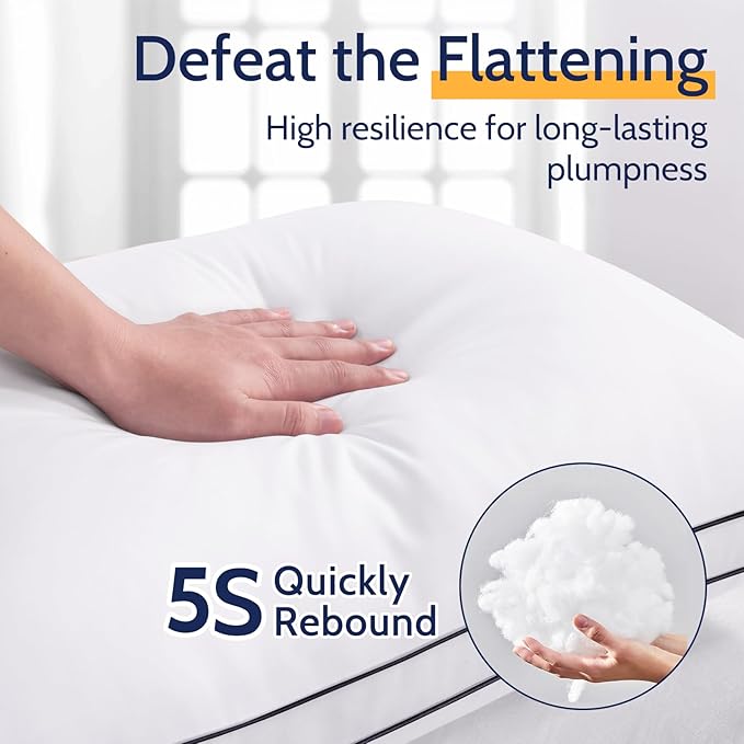 Pillows King Size Set of 2, Bed Pillows for Sleeping 2 Pack, Luxury Hotel Quality, Supportive King Pillows with Soft Down Alternative for Back Stomach Side Sleepers,Machine Washable
