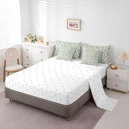 Feelyou Girls Flower Comforter Set with Sheets King Size 7 Pieces Kids Romantic Florals Pattern Bedding Set for Boys Women Teens Botanical Nature Garden Theme Bed in a Bag Room Decor