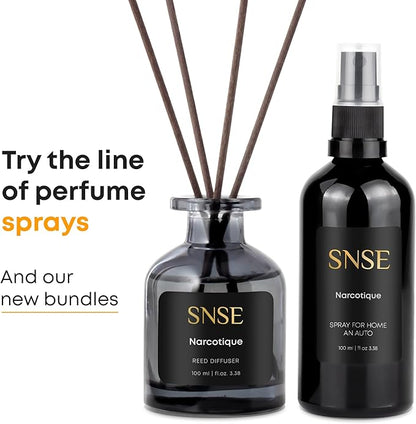 SNSE Narcotique Perfumed Reed Diffuser Set - Premium Reed Diffusers for Home with Diffuser Reeds, Luxurious Gift Aroma, Sophisticated Scent, Ideal for Relaxation, Elegant Home Fragrance