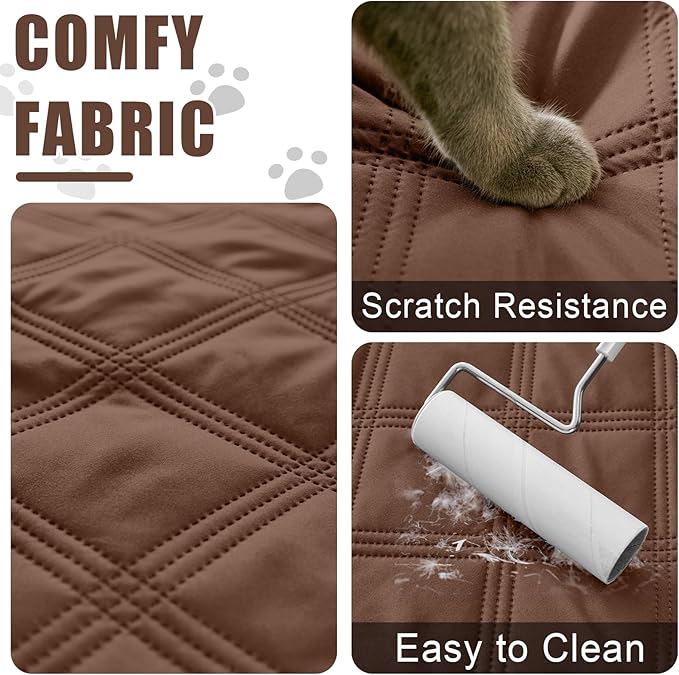Smiry Waterproof Dog Bed Cover Blanket 68x82, Soft Reversible Pet Blanket, Washable Leakproof Cats Dogs Couch Cover for Sofa, Couch, Furniture, Brown/Chocolate