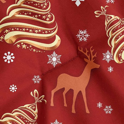 Christmas Comforter Set Queen Size - 3 Pcs 90x90 inch Red Deear Gold Tree and Snow Pattern Printed Bedding Sets -Soft and Lightweight All Season Duvet Bed in a Bag for Women