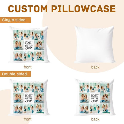 Custom Pillow with Insert, Personalized Throw Pillows with Picture Text - Double-Sided Printing | 5 Sizes & 10 Colors, Personalized Memorial Photo Gifts Pet Pillow for Dog Cat
