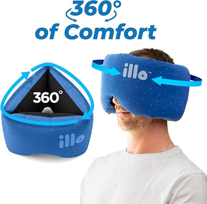 illo Wearable Pillow Sleep Mask | Soft Mulberry Silk Blackout Sleeping & Napping Eye Mask | Best for Home Bed, Work, Camping, Airplane, Side Sleeper | Reversible as Travel Neck Pillow | Women & Men