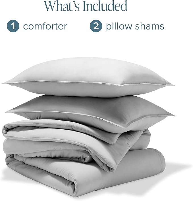 Bare Home Comforter Set - Queen Size - Ultra-Soft - Goose Down Alternative - Premium 1800 Series - All Season Warmth Comforter (Queen, Cloud Grey)