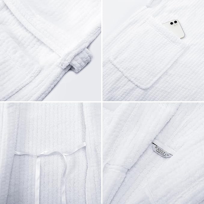 Men's Bathrobes with Hood, Soft Long Towel Robe for Men - Super Absorbent Quick Dry yet Warm