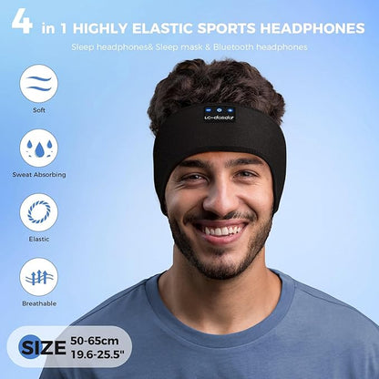 LC-dolida Sleep Headphones Headband Bluetooth 5.4, Sports Headband Earphones Wireless with Speaker Microphone USB C for Women Sleeping Gift Workout Jogging Yoga Insomnia Travel Meditation