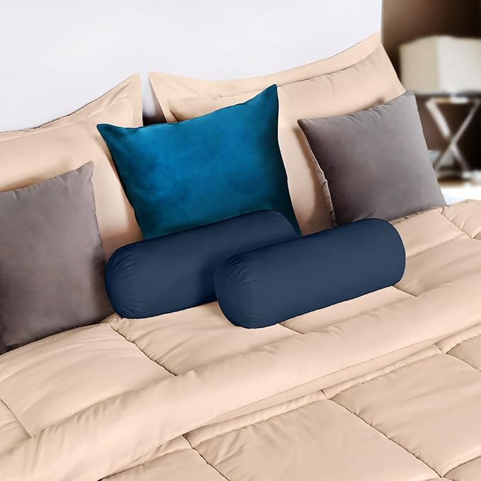 Utopia Bedding Bolster Pillows Insert (Pack of 2, Navy) - 6 x 16 Inches Bed and Couch Pillows - Indoor Decorative Pillows