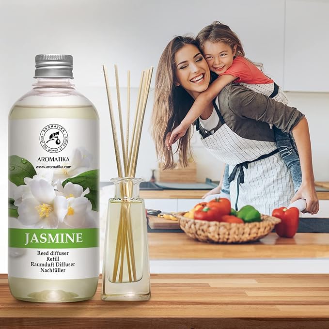 Jasmine Reed Diffuser Refill - 4x17 Fl Oz - Scented Reed Diffuser Refill - Home Fragrance - Air Freshener - Room Freshener - Floral & Long Lasting Scent - Aromatherapy