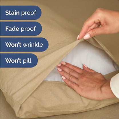 Queen 6 Piece Sheet Set - Comfy Breathable & Cooling - Soft Hotel Luxury Bedding Set with 8-16 Inch Deep Pockets - 1 Flat & 1 Fitted Sheet & 4 Pillowcases - Wrinkle Free & Easy Care - Heathered Tan