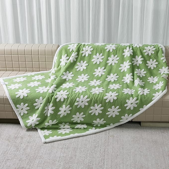 Waterproof Pet Blanket,Dog Bed Covers Couch Sofa Stylish Jacquard Pets Throw Blankets for Puppy Cats Washable Reversible Furniture Protection Covers (Green Flower,L)