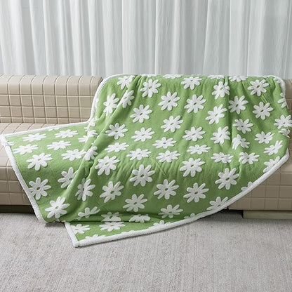 Waterproof Pet Blanket,Dog Bed Covers Couch Sofa Stylish Jacquard Pets Throw Blankets for Puppy Cats Washable Reversible Furniture Protection Covers (Green Flower,L)