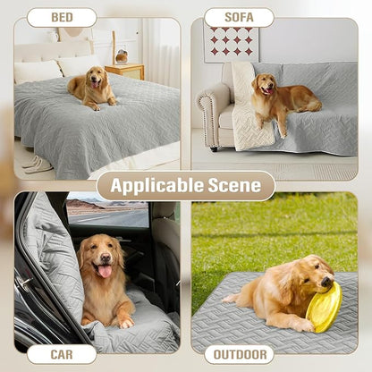 BOCTOPUG Dog Bed Cover for Pets Blankets Rug Pads for Couch Protection Waterproof Bed Covers Dog Blanket Furniture Protector Reusable Changing Pad (Light Grey+Ivory, 62"x82")