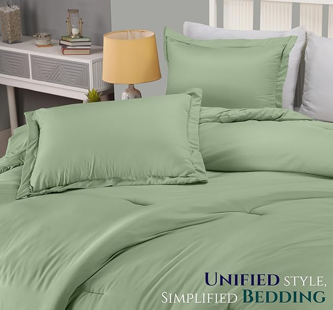 King Comforter Set 3 Piece Sage Green by Utopia Bedding, Comforters King Size, Bedding Comforters Sets, Down Alternative Soft Bed Set, 1 Comforter (90 x 102 inches) 2 Pillow Shams (20 x 36 inches)