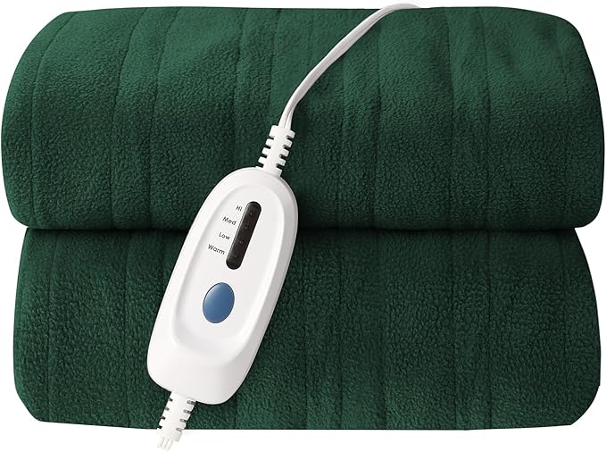 Electric Heated Blanket Full Size 72"x84" Microplush Cover Blanket 4 Heat Settings & 10 Hours Auto Off, Cozy & Breathable, Warm All Night, Grass Green