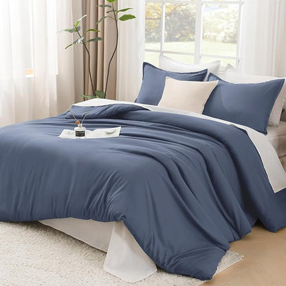 Litanika Comforters Twin XL Size Bluish Grey, 2 Pieces Lightweight Solid Bedding Set & Collections, All Season Fluffy Bed Set (68x92 Inches Comforter & 1 Pillowcase)