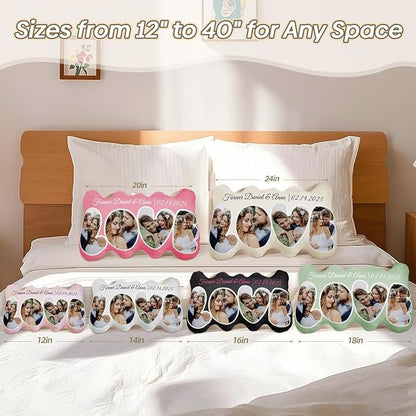 Custom Couples Pillow, Photo Gift for Valentine's Day & Christmas, Personalized Gift for Boyfriend, Thoughtful Present for Him, Romantic Birthday Gifts for Her (Pillow Insert Included)