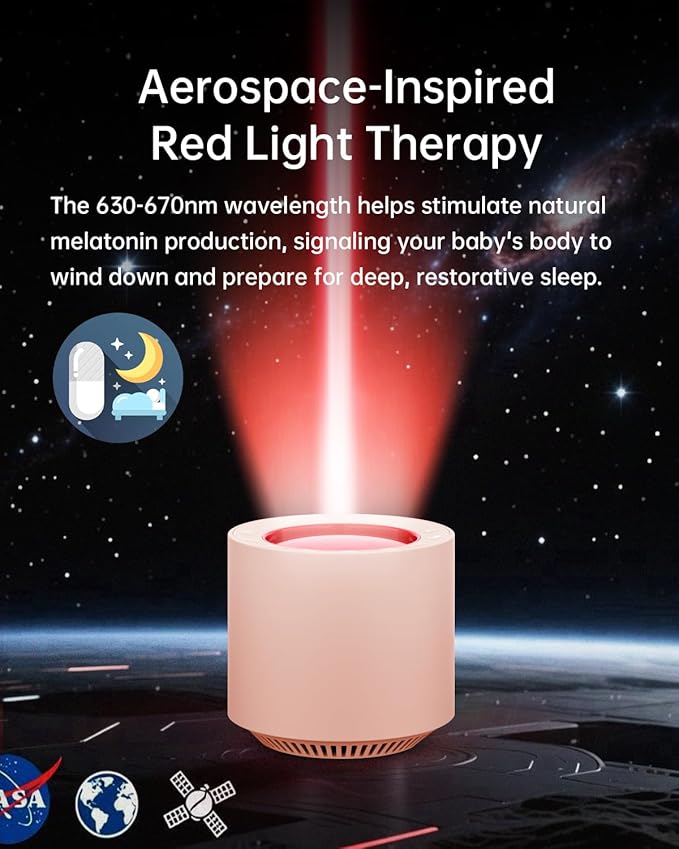 Dimmable Nursery Night Light: Red Light Therapy Sleep Sound Machine with 38 Soothing Sounds & Calming Womb Soother Shusher, Memory Function, White Noise Machine with Timer for Baby Adult Gift (Peach)