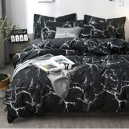 CLOTHKNOW Black Marble California King Comforter Set 3Pcs Black White Bedding Comforter Sets Abstract Comforter with 2 x Pillow Cases